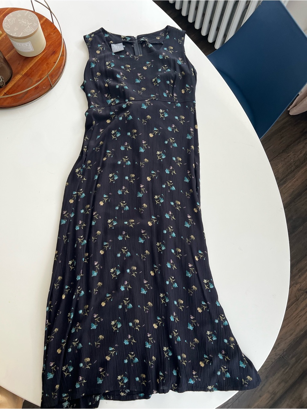 Rabbit Rabbit Rabbit Black Maxi Dress with Teal & Ivory Floral Print